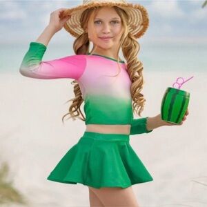 NEW Mia Belle Girls Skort Rashguard 2-Piece Swim Suit 6/6X